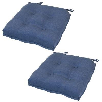 Hampton Bay Sky Blue Rapid-Dry Deluxe Tufted Outdoor Seat Cushion 2-Pack