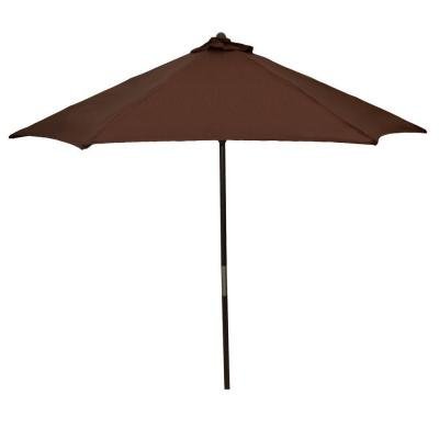 Hampton Bay Brown 9 ft Wood Patio Umbrella