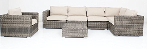 7pc Modern Outdoor Backyard Wicker Rattan Patio Furniture Sofa Sectional Couch Set