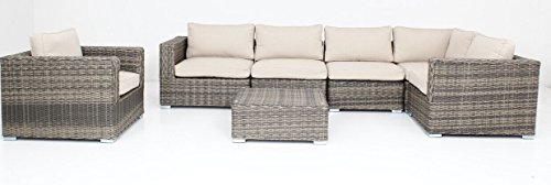 7pc Modern Outdoor Backyard Wicker Rattan Patio Furniture Sofa Sectional Couch Set