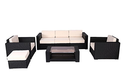 Gracelove 7pc Outdoor Patio Sectional Furniture Pe Wicker Rattan Sofa Set Deck Couch