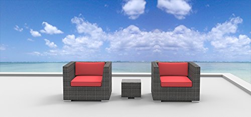 UrbanFurnishingnet 3b-stcroix-red 3 Piece Modern Patio Furniture Sofa Chair Couch Set