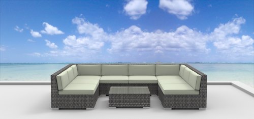 UrbanFurnishingnet 9b-tahiti-biege 9 Piece Modern Patio Furniture Sofa Sectional Couch Set