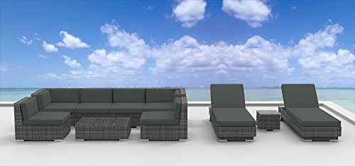 Urbanfurnishingnet 10a-ibiza-charcoal 10 Piece Modern Patio Furniture Sofa Sectional Couch Set
