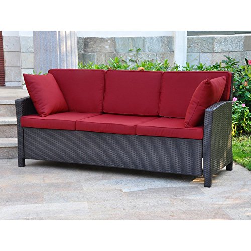International Caravan Valencia All-weather Wicker Outdoor Contemporary Sofa With Cushions