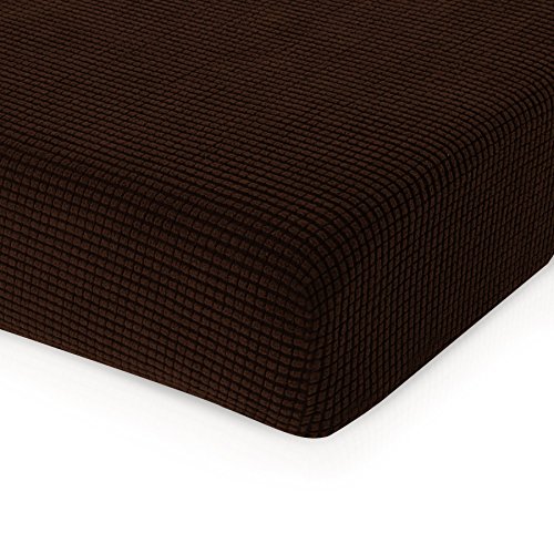 CHUN YI Stretch Couch Cushion Cover Replacement Fitted Loveseat Sofa Chair Seat Slipcover Furniture Protector Checks Spandex Jacquard FabricMediumChocolate