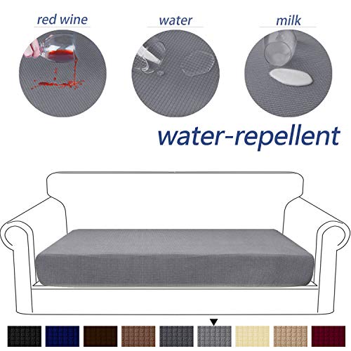 Granbest Premium Water-Repellent Couch Seat Cushion Cover High Stretch Jacquard Fabric Sofa Seat Slipcover Protectors Light Gray Sofa Cushion