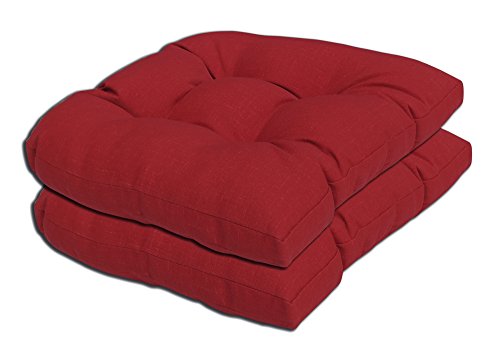 Bossima Indooroutdoor Rust Red Wicker Seat Cushion Set Of 2springsummer Seasonal Replacement Cushions