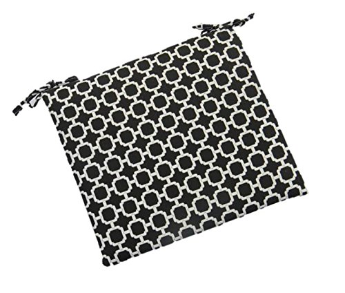 Indoor  Outdoor Black And White Geometric Hockley Universal 2&rdquo Thick Foam Seat Cushion With Ties For Dining Patio