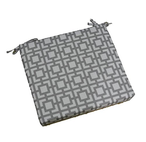 Indoor / Outdoor Gray / Grey And White Geometric Universal 2” Thick Foam Seat Cushion With Ties For Dining Patio