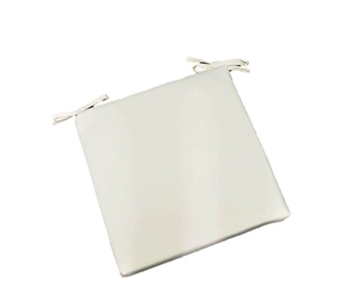 Indoor / Outdoor Premium Sunbrella White Fabric Universal 2” Thick Foam Seat Cushion W/ Ties For Dining Patio