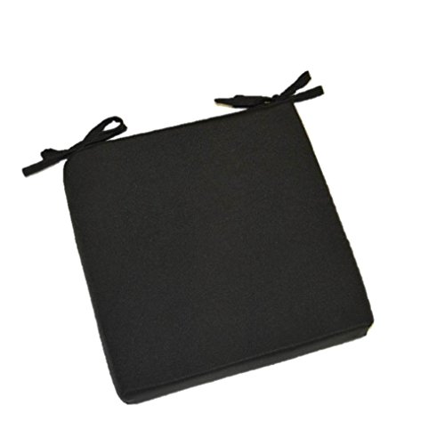 Indoor / Outdoor Solid Black Square Universal 3” Thick Foam Seat Cushion With Ties For Dining Patio Chair - Choose