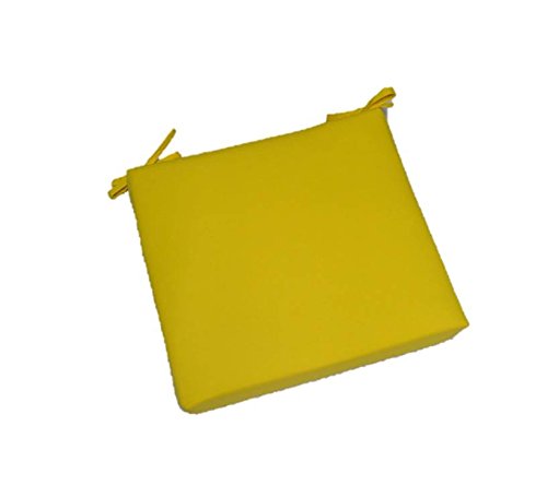 Indoor / Outdoor Solid Yellow Square Universal 3” Thick Foam Seat Cushion With Ties For Dining Patio Chair - Choose