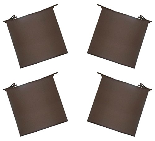 Set Of 4 - Indoor / Outdoor Solid Dark Brown Universal 2” Thick Foam Seat Cushions With Ties For Dining Patio