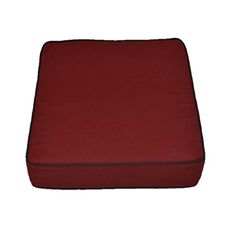 Sunbrella Burgundy / Maroon Seat 5 1/2" Thick Foam Cushion With Black Piping / Cording For Indoor / Outdoor Deep