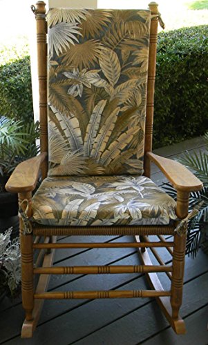 Indoor  Outdoor Tommy Bahama Ocean Blueamp Tan Tropical Palm Leaf Floral Print Rocking Chair 2 Pc Foam Cushion