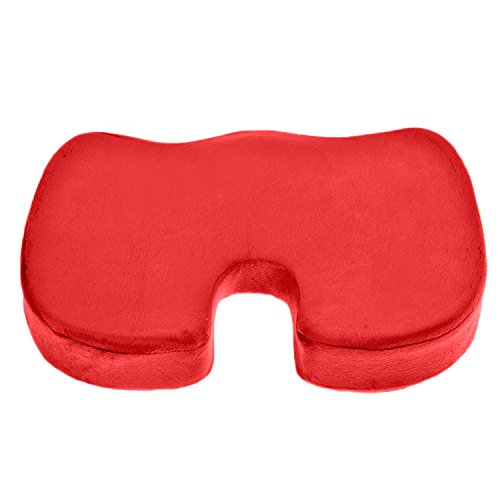 Memory Foam Coccyx Seat Cushion Chair Cushion Car Seat Cushion Alleviates Lower Back or Sciatica Pain Red