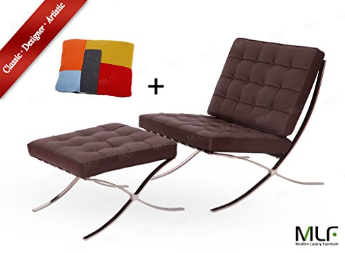 Mlf Knoll Barcelona Chairamp Ottoman 5 Colors Superior Craftsmanship Italian Leather High Density Foam Cushions