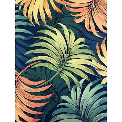 MISC 5ft Bench Cushion Only 60 Botanical Leaves Palm Leaf Pattern Green Yellow Orange Blue Outdoor Porch Swing Pad Indoor Window Seat Cushion Rectangle Shaped Patio Seating All-Weather Polyester