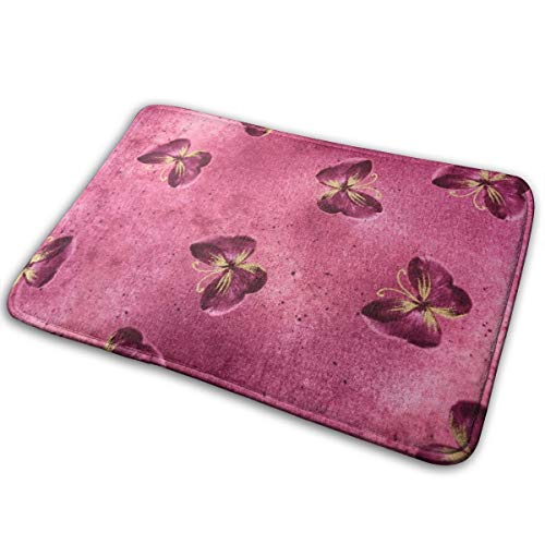 FTRGRAFE Pink Butterfly Cloth Home Door Mat Super Absorbent Antislip Front Floor MatSoft Coral Memory Foam Carpet Bathroom Rubber Entrance Rugs for Indoor Outdoor