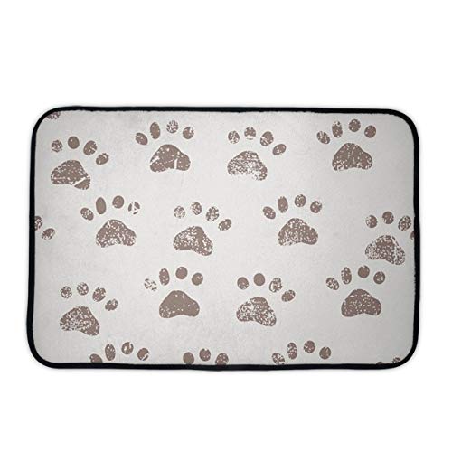 Super Cozy Bath Mat Rugs Memory Foam Doormat with Anti-Slip Rubber Backing Ultra Water Absorbent Quick Dry Dog Paw Print Footprints Bath Mat Fashion Decor for Bath Room