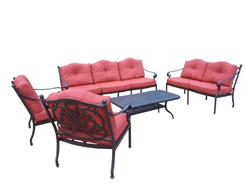 Oakland Living Berkley Deep Sitting 5-Piece Chat Set with Coffee table 2 Chairs 1 Loveseat 1 Sofa and Cushions