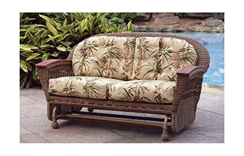 Outdoor Wicker Glider Sofa with Cushion Cream