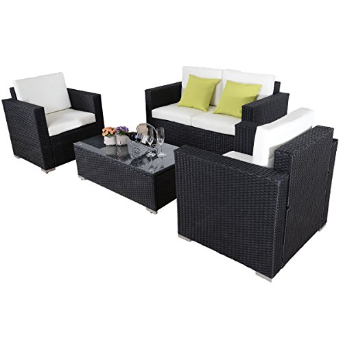 Tangkula 4 PCS Patio Outdoor Ratten Sectional Furniture Set Wicker Sofas with Cushion