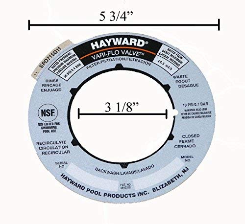 Hayward Sand Filter Valve Label Plate Sticker SPX0715G