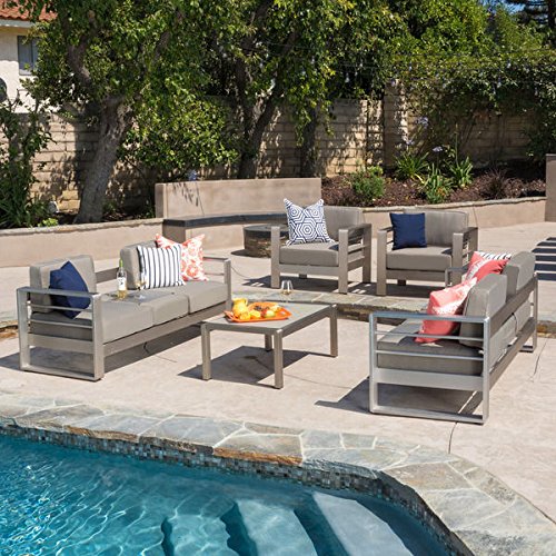 Christopher Knight Home Cape Coral Outdoor Aluminum 5-piece Sofa Set with Cushions