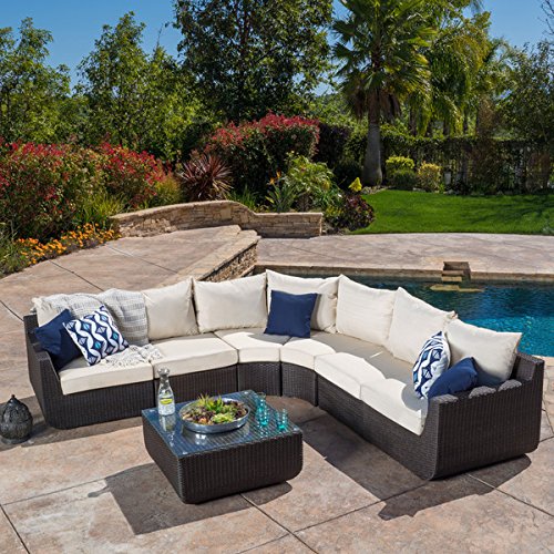 Christopher Knight Home Carmel Outdoor 7-piece Outdoor Sectional Sofa Set with Cushions