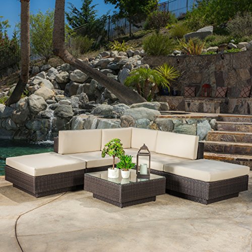 Denise Austin Home Carolyn Outdoor 6-piece Brown Wicker Sofa Set with Cushions