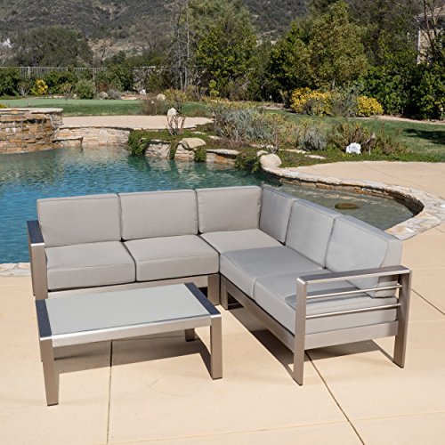 Denise Austin Home Sonora Outdoor Aluminum 4-piece Sofa Set with Cushions