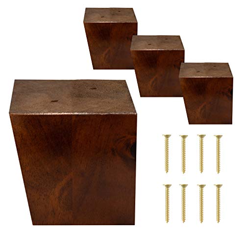 ComfortStyle Furniture Legs Sofa Ottoman and Chair 35 Wood Feet Replacement Set of 4 Mid Century Modern Angled Feet Walnut Finish