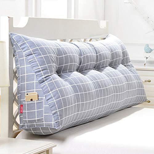 YAO Lam Stripe Bolster Triangular Large Wedge Pillow Headboard Reading Backrest Cushion for Sofa Bed Day Bed Upholstered Cushions Double Tatami Pillow Long Pillow Cushions