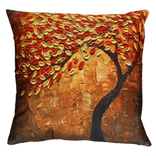 AutumnFallÂ Halloween Pillow Case Sofa Flowe Tree Waist Throw Cushion Cover Home Decor  4