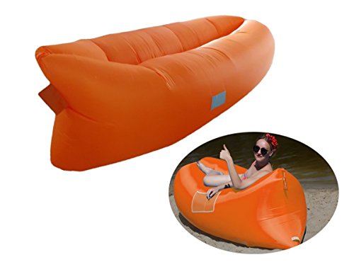Generic Outdoor Inflatable Couch Fast Convenient inflatable sleep Camping Sleeping air bag sofa pillow Camping Hiking Sofa bags Air Sleeping Bag bed Water playï¼ˆOrangeï¼‰