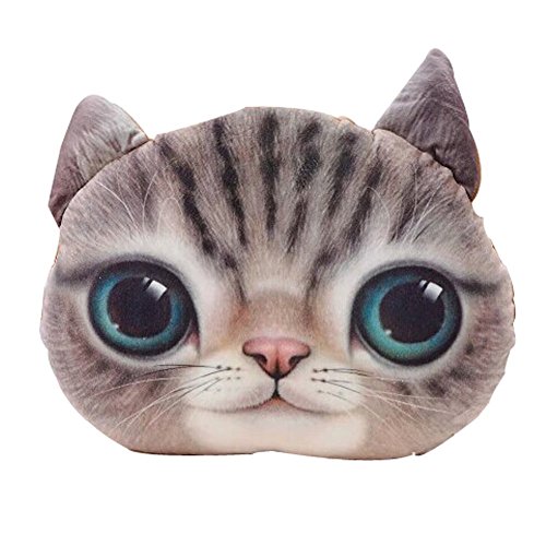 Lifejoy 3d Plush Cat Head Shape Pillow Car Sofa Chair Back Cushion