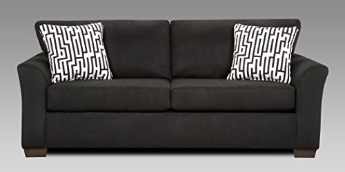 Roundhill Furniture Mazemic Microfiber 2 Seater Sofa With Pillows Black