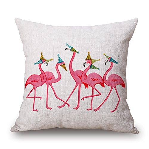 WYD Square Cotton Christmas Edition Flamingos Home Sofa Pillow Cover Party
