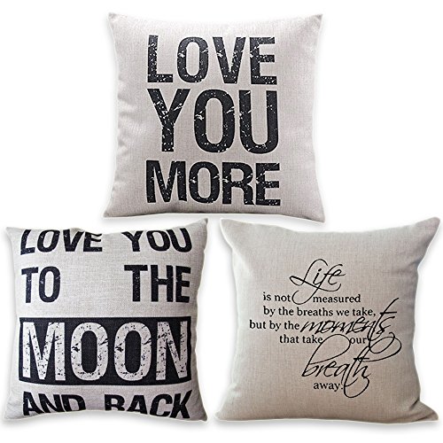 Wonder4 Words Decor Throw Pillow Cases Love You Happy Valentines Day Gifts Decor 3pcs Cotton Linen Decorative Pillow Cover Sofa Cushion 18 X 18