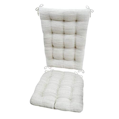 Barnett Products Rocking Chair Cushions - Brisbane Mist - Latex Foam Filled Cushion - Reversible - Machine Washable PearlGrey