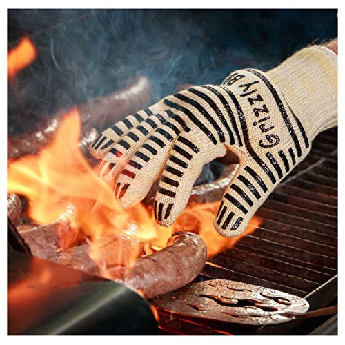 Fireplace Gloves - BBQ Cooking Gloves and Dutch Oven Mitts - Features Kevlar and Nomex Insulation for Maximum Fire and Heat Protection - For Outdoor Grilling and Kitchen Oven Safety Mitts - 100 Renewable Cotton Liner for Superior Comfort - For Use in Any