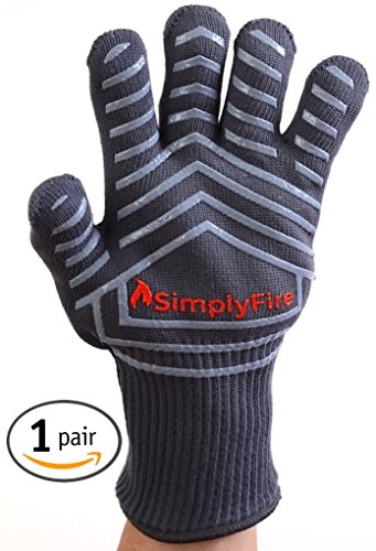 SimplyFire Heat Resistant Cooking Gloves  Protective Fire Gloves For Grilling Baking  BBQ Gloves  Great For Fireplace Fire Pit  Use As Oven Mitts Oven Gloves Pot Holders 1 PAIR