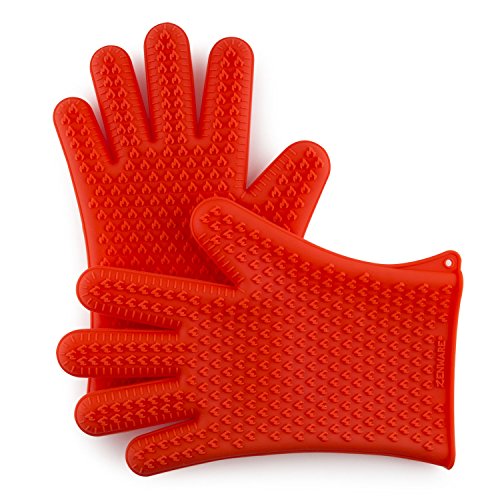 Zenware Set Of 2 Silicone Heat Resistant Oven Mitts Bbq Gloves For Cooking Grillingamp Baking