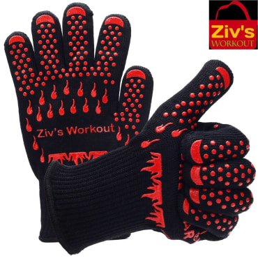 ZivsWorkout Extreme Heat Resistant 932ËšF Gloves  BBQ Grilling Cooking Fireplace Oven MittsBonus meat claws included