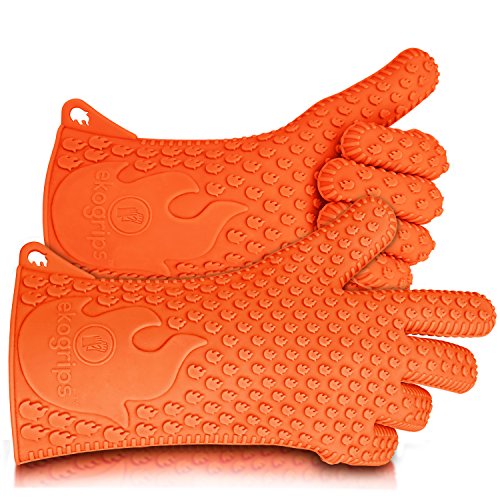 Ekogrips BBQ Grill Gloves  Best Versatile Heat Resistant Oven Gloves  Lifetime Replacement  Insulated Silicone Oven Mitts For Grilling  Waterproof  Full Finger Hand Wrist Protection  3 Sizes
