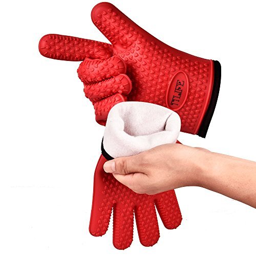 Ttlife Silicone Heat Resistant Cooking Gloves Oven Mitt Internal Protective Cotton Layer Gloves For Grilling 