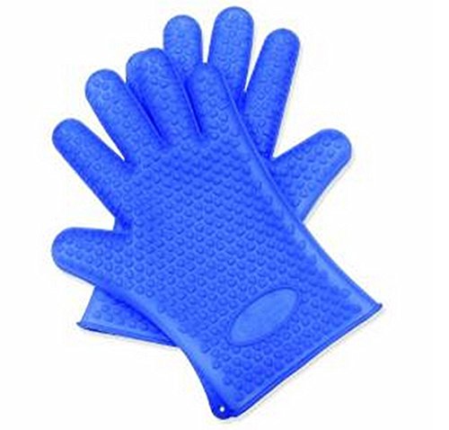 ANKKO A Pair of Silicone Oven BBQ Baking Mitt Heat insulation Gloves Blue