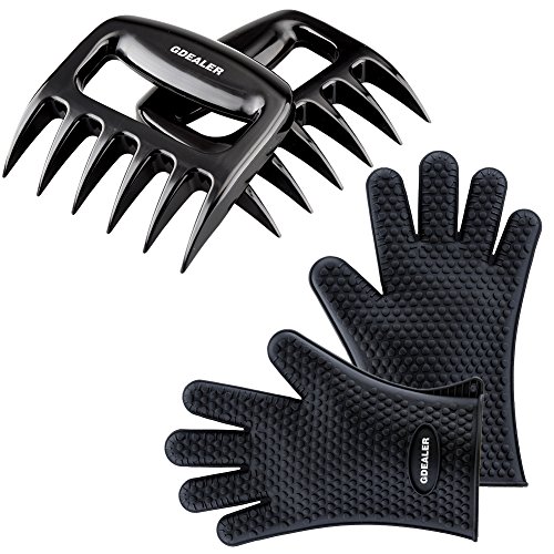 Gdealer Silicone Gloves - Meat Claws - Heat Resistant Grilling Oven Gloves Mitts Set Bbq Cooking Gloves With Meat